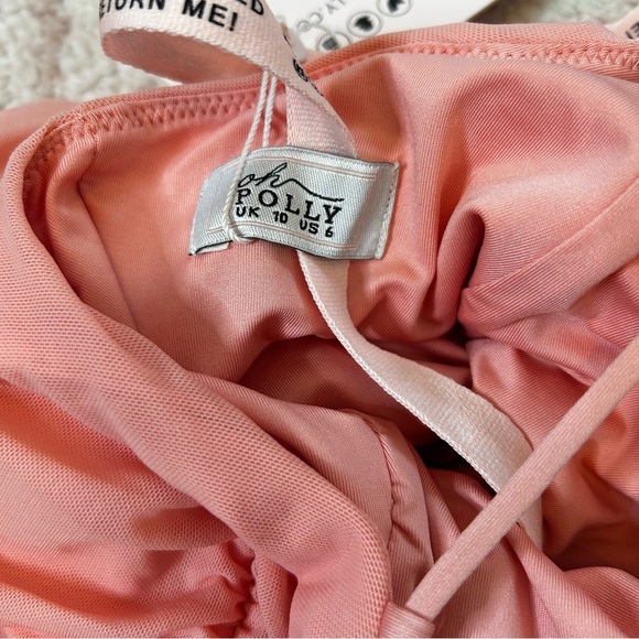 NWT Oh Polly Mesh Mini Dress Size US6 Clubbing Strappy Back Peach Love Island - Picture 4 of 13